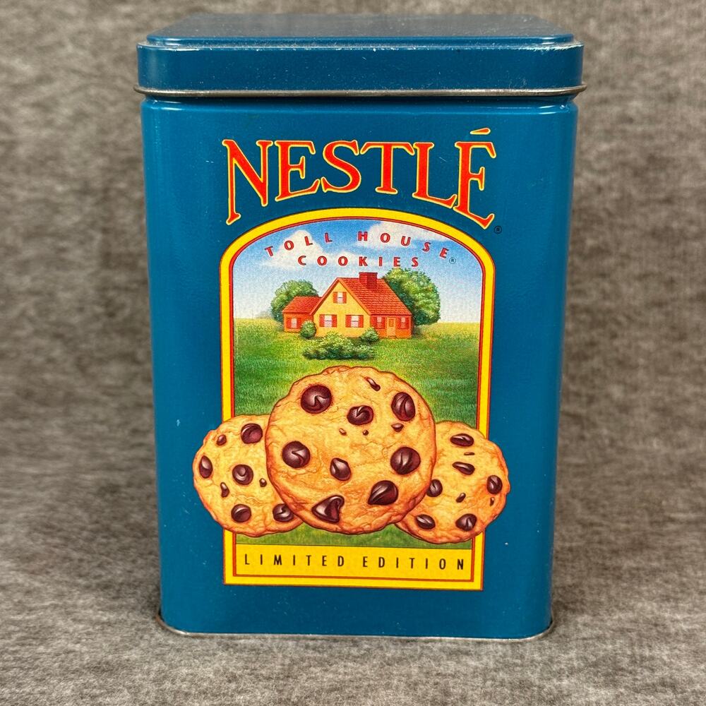 Vintage Nestle Tollhouse Cookies Tin Limited Edition Morsels Cookies Tin Lid 90s